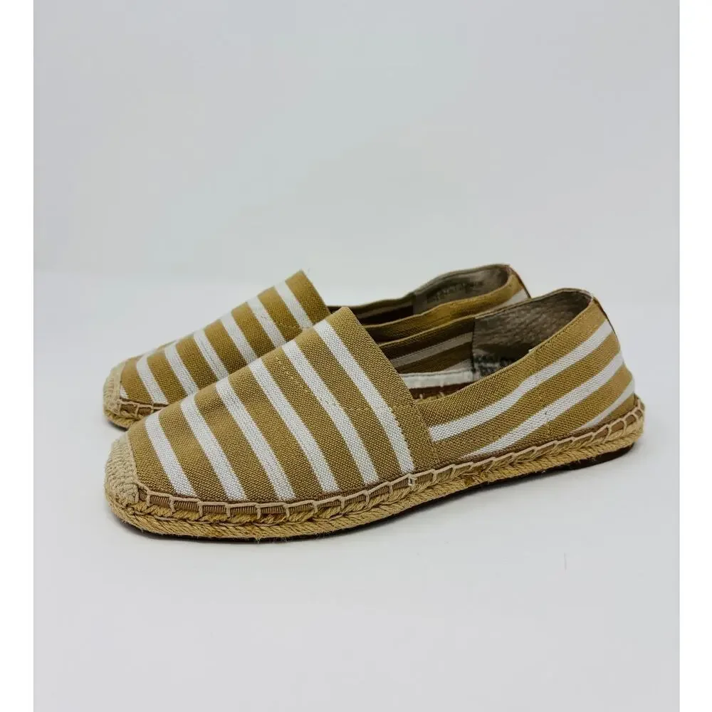Vionic Valeri Stripe Canvas Espadrille Slip On Flats 8.5 Comfort Orthotic